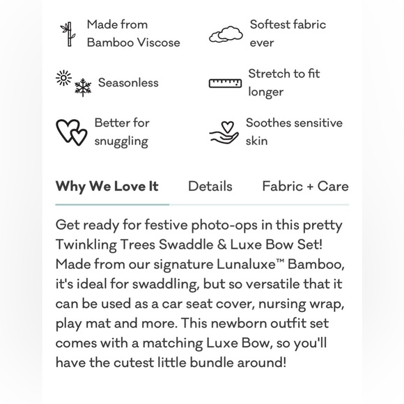 Little Sleepies Twinkling Trees Swaddle & Bow - Picture 3 of 7